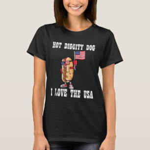 Hot Diggity Dog July 4th Patriotic Bbq Picnic Amer T-Shirt