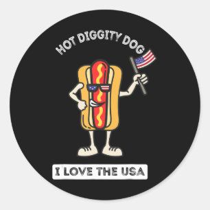Hot Diggity Dog July 4th Patriotic BBQ Picnic Cook Classic Round Sticker