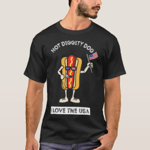 Hot Diggity Dog July 4th Patriotic BBQ Picnic Cook T-Shirt