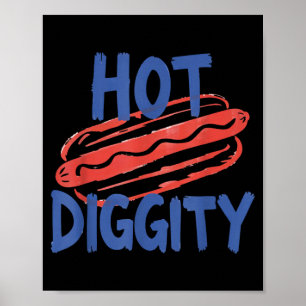 Hot diggity hot dog bbq 4th of july party usa poster