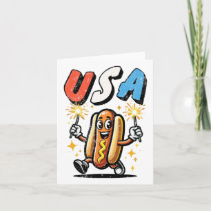 Hot Dog 4th Of July Fireworks Independence Day Ret Card