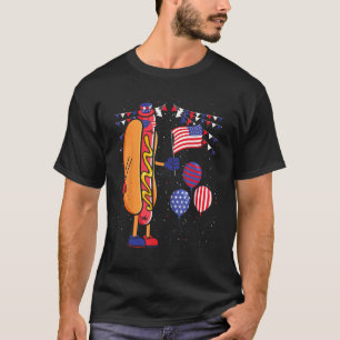 Hot dog 4th of July Sunglasses American Flag Funny T-Shirt