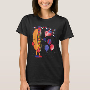 Hot dog 4th of July Sunglasses American Flag Funny T-Shirt