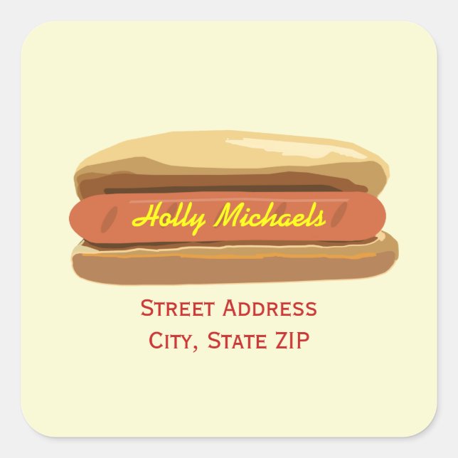 Hot Dog Address Label Sticker (Front)