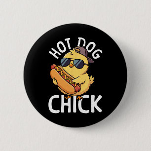 Hot Dog Adult Chicken Girl Hot Dog Chick _1 6 Cm Round Badge