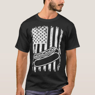 Hot Dog America US Flag Hot Dog  Hotdogs Fast Food T-Shirt