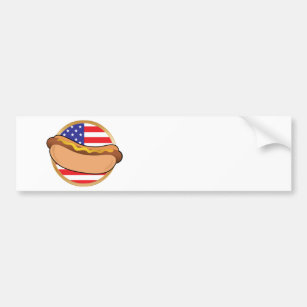 Hot Dog American Flag Bumper Sticker