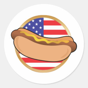 Hot Dog American Flag Classic Round Sticker