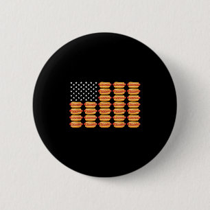 Hot Dog American Flag July 4th Patriotic Summer Bb 6 Cm Round Badge