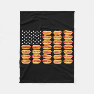 Hot Dog American Flag July 4th Patriotic Summer Bb Fleece Blanket