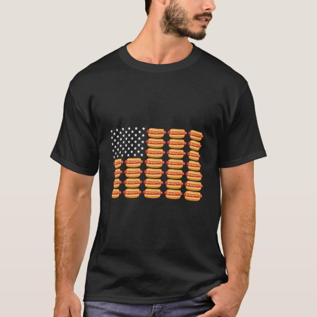 Hot Dog American Flag July 4Th Patriotic Summer Bb T-Shirt (Front)