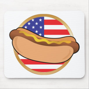 Hot Dog American Flag Mouse Pad