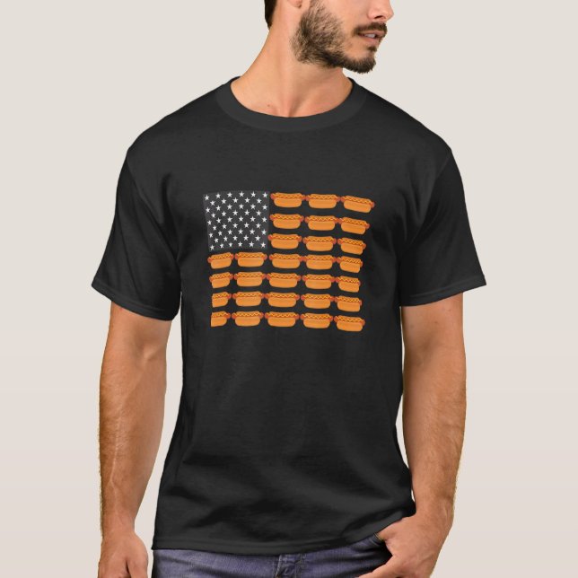 Hot Dog American Flag T-Shirt (Front)