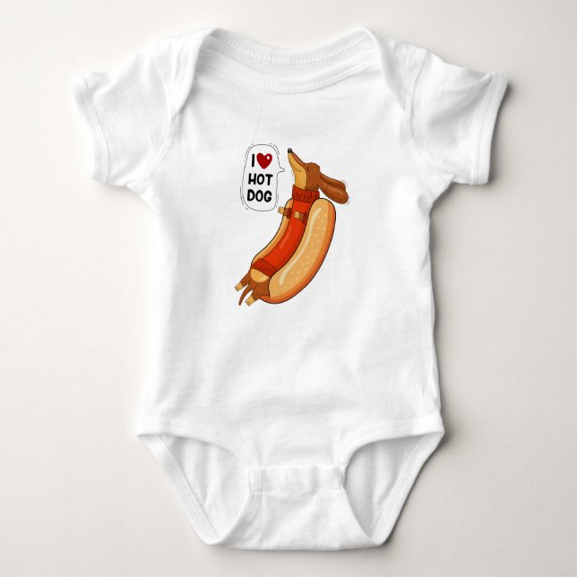 Hot dog and humour  baby bodysuit (Front)