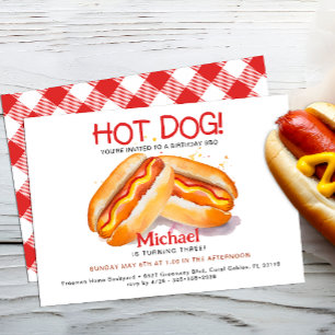 Hot Dog Birthday Party Invitation – Kids Backyard 