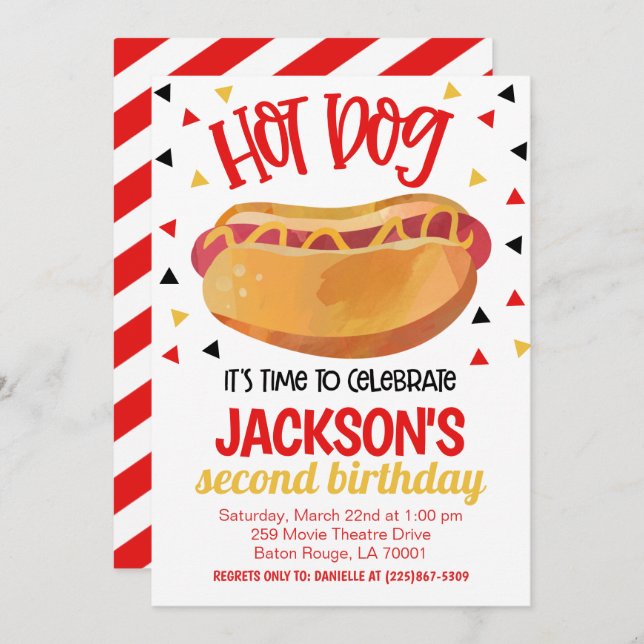 Hot Dog Birthday Party Invite (Front/Back)