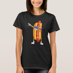Hot Dog Boy Girl July 4th Dabbing Hotdog T-Shirt