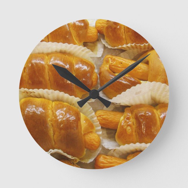 Hot Dog Cake ... Asian Dessert Food Round Clock (Front)