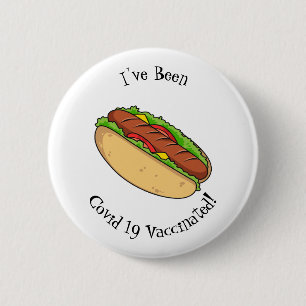 Hot dog cartoon illustration 6 cm round badge
