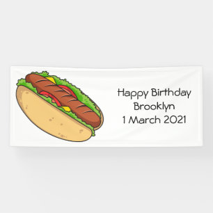Hot dog cartoon illustration banner