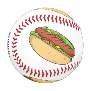 Hot dog cartoon illustration baseball