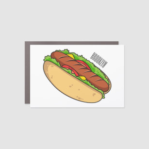 Hot dog cartoon illustration car magnet