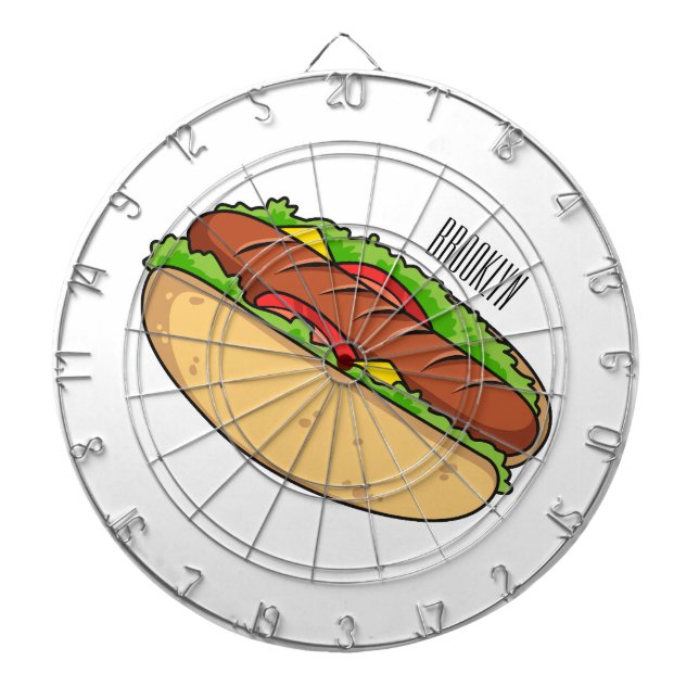 Hot dog cartoon illustration  dartboard (Front)