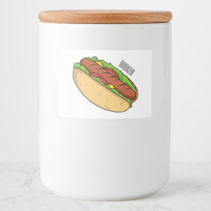 Hot dog cartoon illustration food label