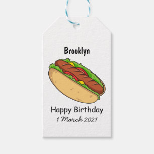 Hot dog cartoon illustration gift tags