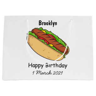 Hot dog cartoon illustration large gift bag