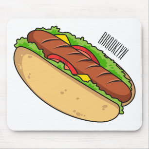 Hot dog cartoon illustration mouse pad