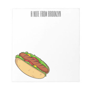 Hot dog cartoon illustration notepad