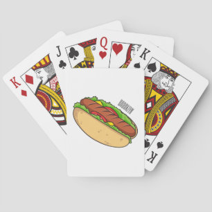 Hot dog cartoon illustration playing cards