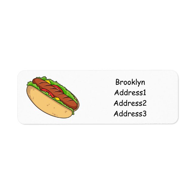 Hot dog cartoon illustration return address label (Front)