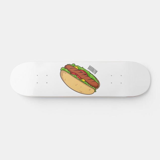 Hot dog cartoon illustration skateboard (Horz)