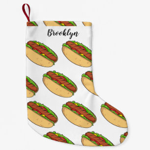Hot dog cartoon illustration small christmas stocking