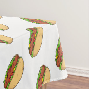 Hot dog cartoon illustration tablecloth