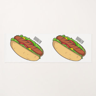 Hot dog cartoon illustration yoga mat