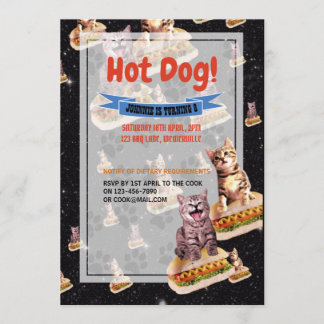 Hot Dog Cat Party Invitation