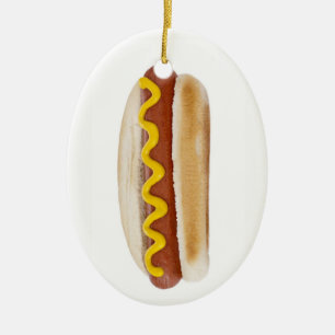 Hot Dog Ceramic Ornament