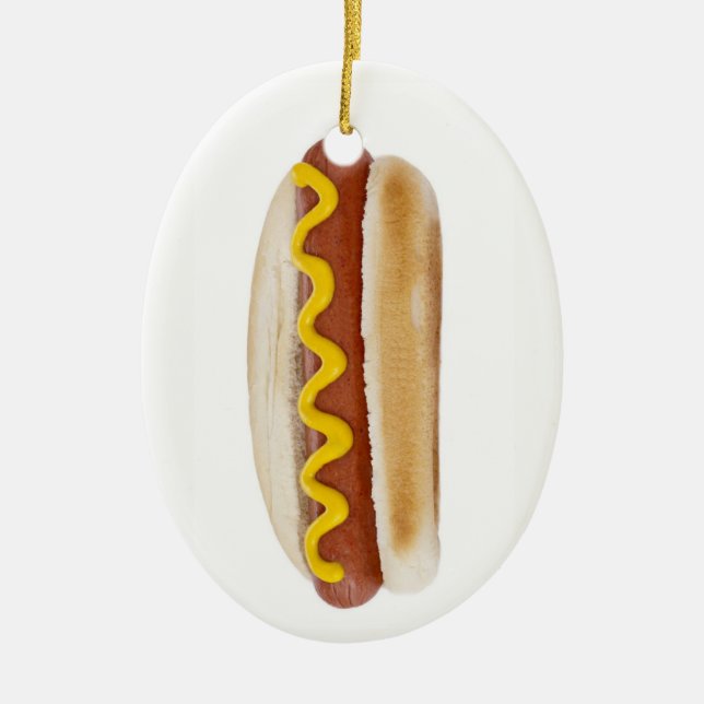 Hot Dog Ceramic Ornament (Front)