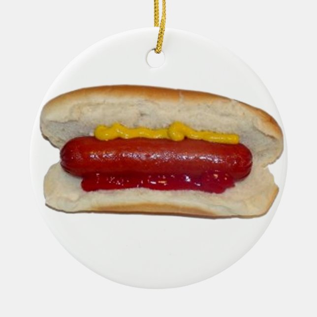 Hot Dog Ceramic Ornament (Front)