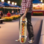Hot Dog Colourful Food Personalised Name Skateboard<br><div class="desc">A fun skateboard,  designed to look like a hot dog with mustard and tomato ketchup. Personalise with a name for an individual finishing touch.</div>
