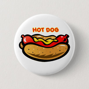 Hot Dog Custom White Button