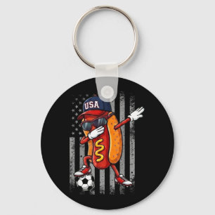 Hot Dog Dabbing Funny Soccer Boys Girls Kids Men Key Ring