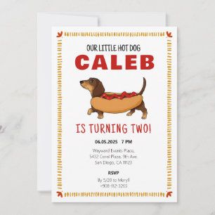 Hot Dog Dachshund Dog Baby Birthday Party Thank You Card