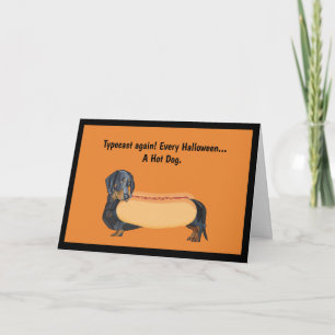Hot Dog Dachshund Funny Halloween Card