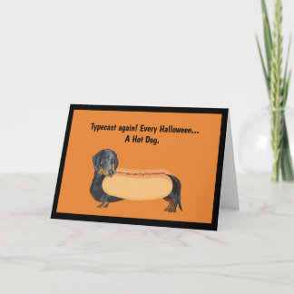 Hot Dog Dachshund Funny Halloween Card