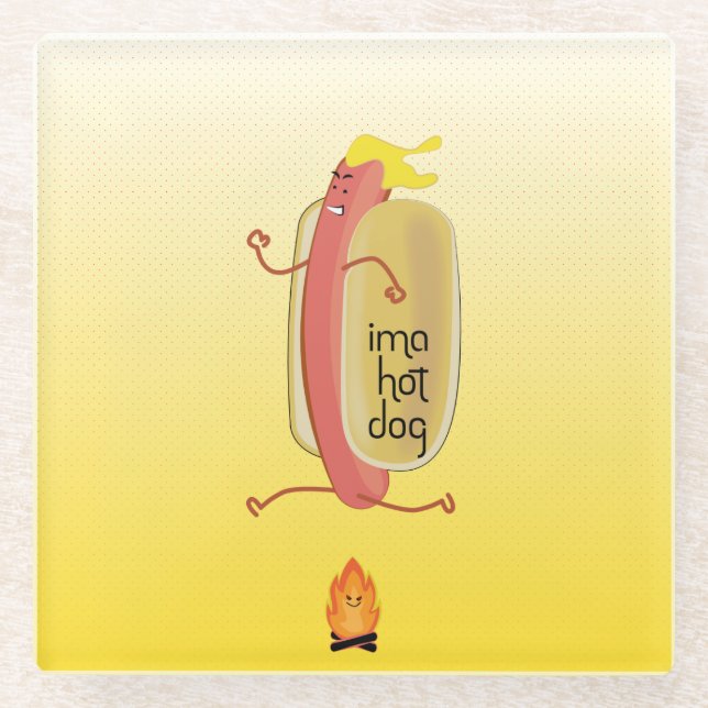 Hot Dog Dare Devil Glass Coaster (Front)