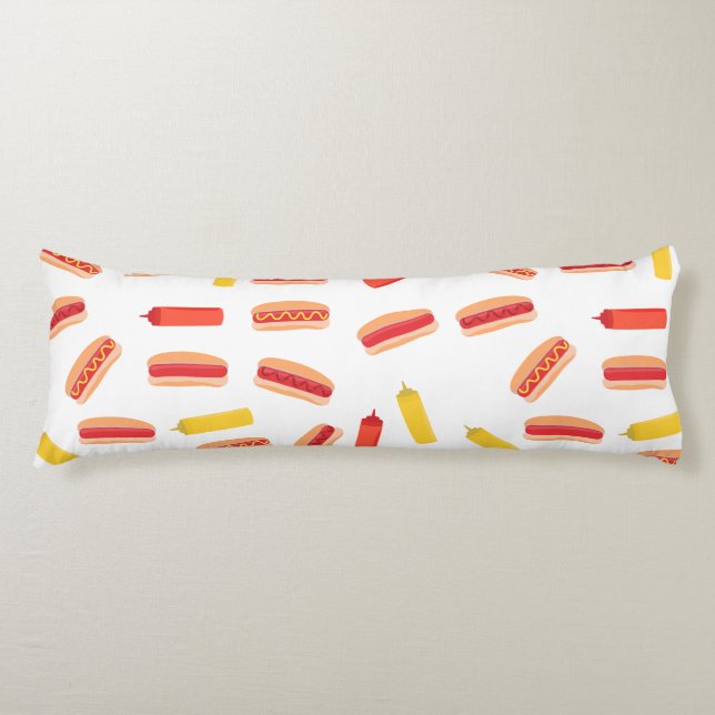 Hot Dog Fast Food BBQ Pattern  Body Cushion (Front)